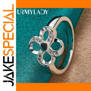Silver Floral Ring with Zircon Accents