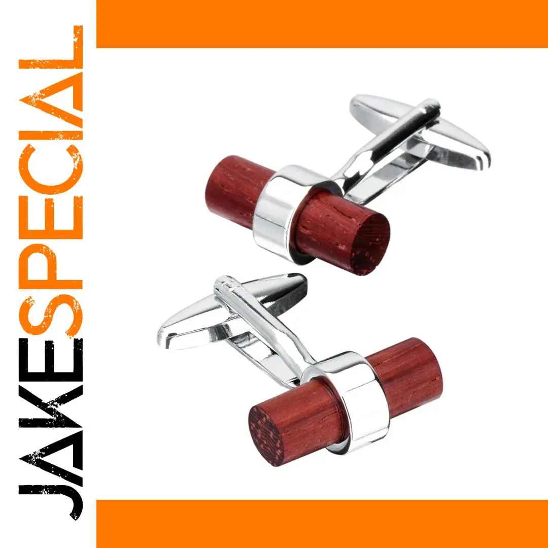 Redwood Metal Cufflink with Wooden Face 1 Redwood Metal Cufflink with Wooden Face