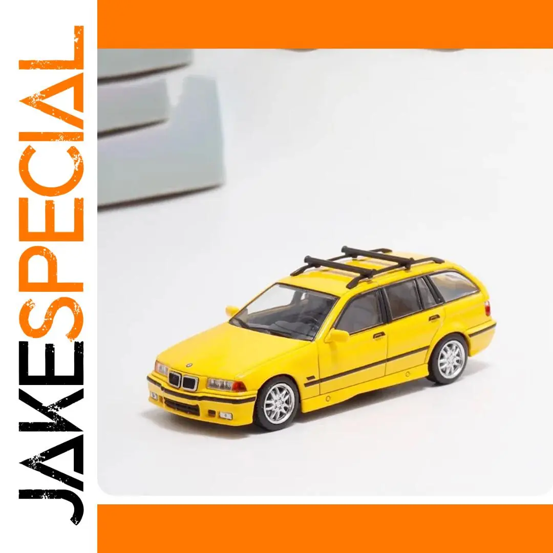 Bright Yellow BMW E36 Wagon diecast model 1 Bright Yellow BMW E36 Wagon diecast model