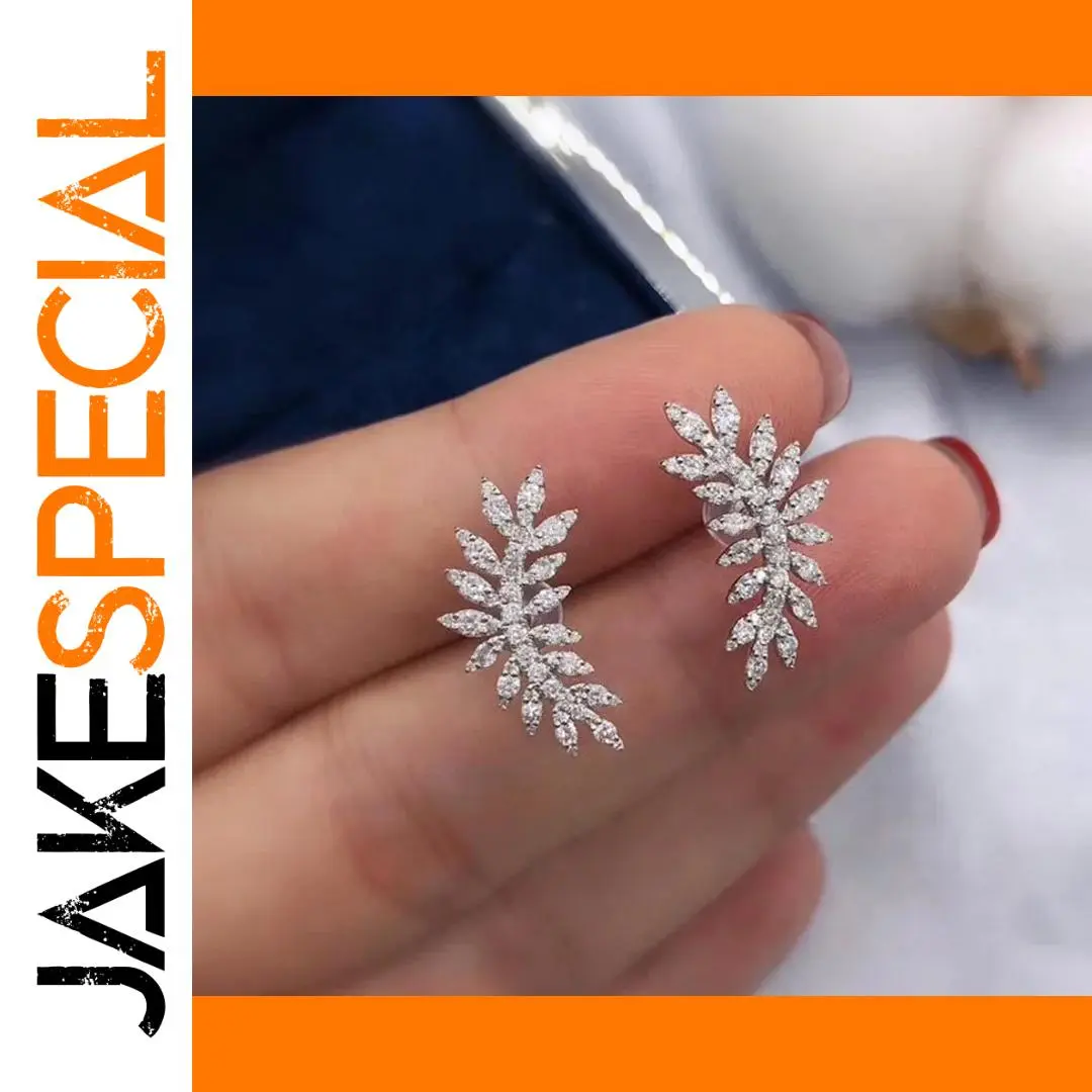 Elegant Feather Earrings in Silver and White Gold 1 Elegant Feather Earrings in Silver and White Gold