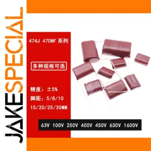 10-Pack 0.47μF Metal Film Capacitors 63V-1600V