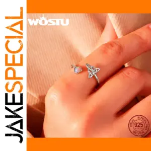 Celtic Knot Silver Ring with Pink Fire Opal