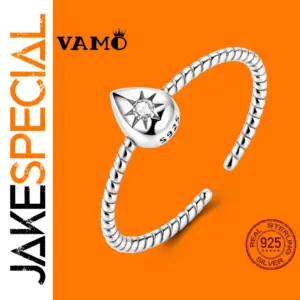 Sterling Silver Zircon Teardrop Ring for Women