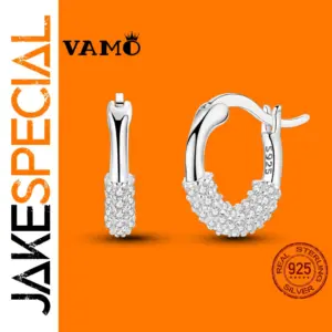 Elegant Silver Hoop Earrings with Zirconia Detailing