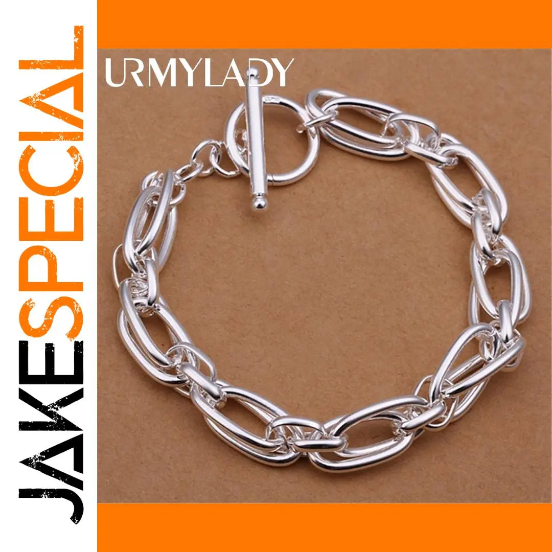Sterling Silver Interlocking Oval Bracelet for Women 1 Sterling Silver Interlocking Oval Bracelet for Women