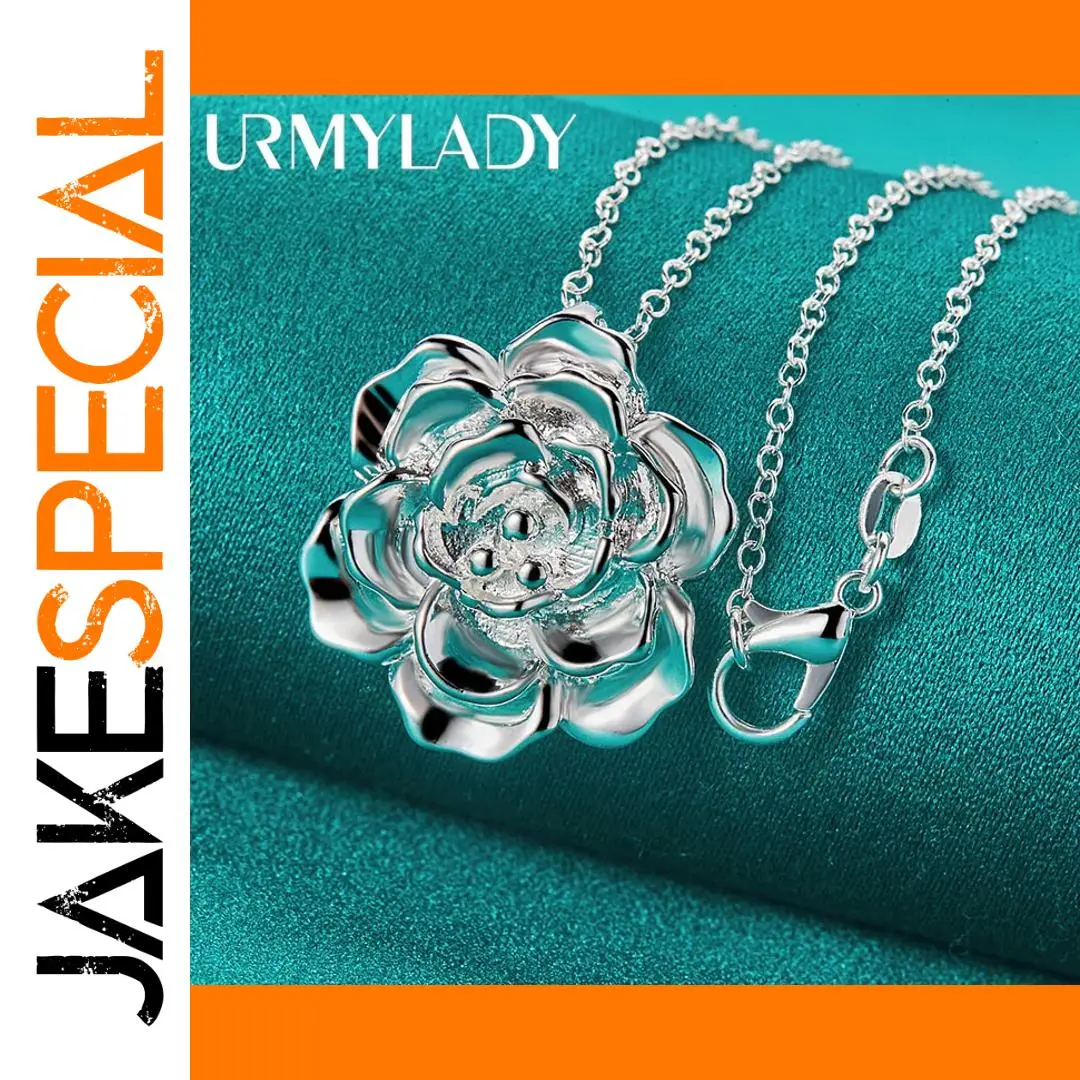 Silver Rose Pendant Necklace for Women 1 Silver Rose Pendant Necklace for Women