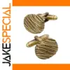 Vintage Brass Woven Ball Cufflinks in Grey Gold
