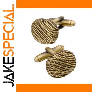 Vintage Brass Woven Ball Cufflinks in Grey Gold
