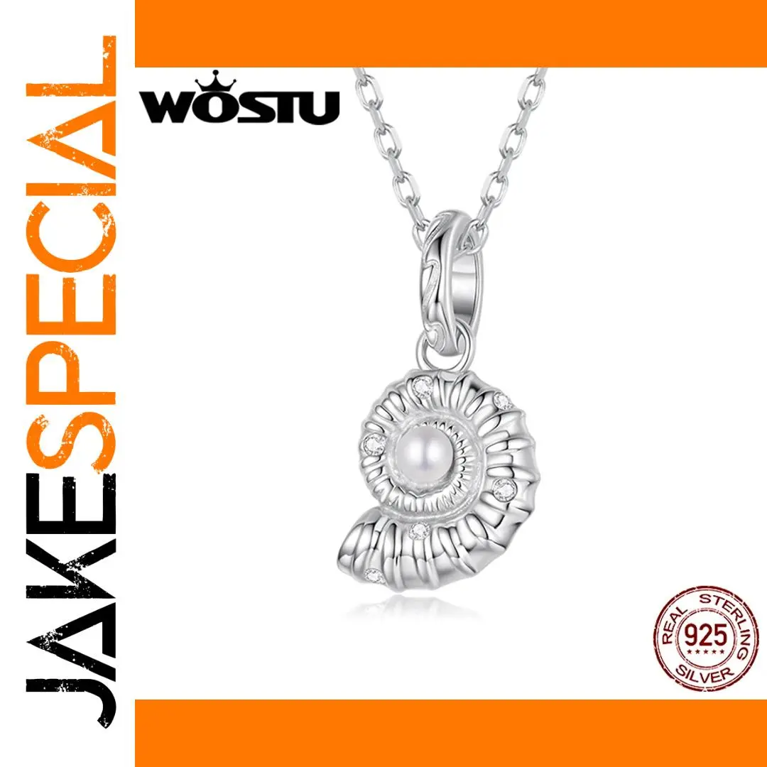 Sterling Silver Seashell Pendant with Pearl 1 Sterling Silver Seashell Pendant with Pearl