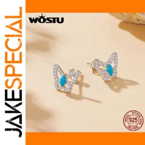Elegant Butterfly Stud Earrings with Turquoise