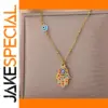 Gold Stainless Steel Hamsa Evil Eye Necklace