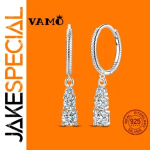 Sterling Silver Moissanite Hoop Earrings for Women