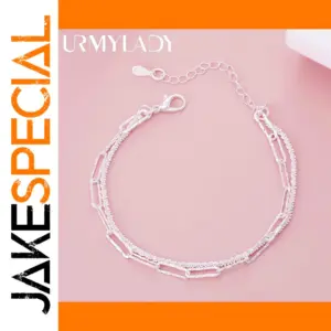 925 Sterling Silver Double Chain Bracelet for Women