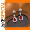 Elegant Red Zircon Drop Earrings for Women