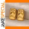 Gold Stainless Steel Square Earrings