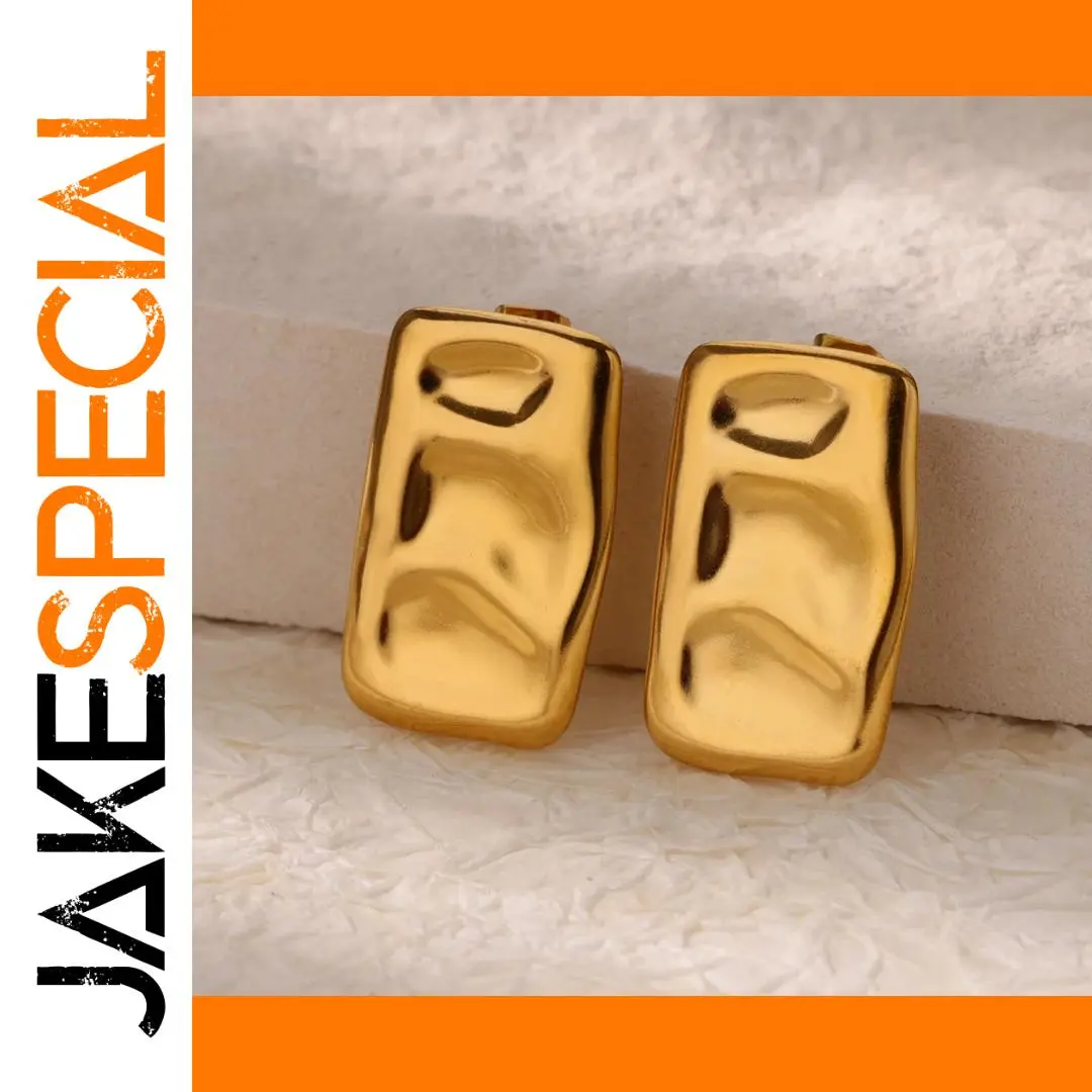 Gold Stainless Steel Square Earrings 1 Gold Stainless Steel Square Earrings