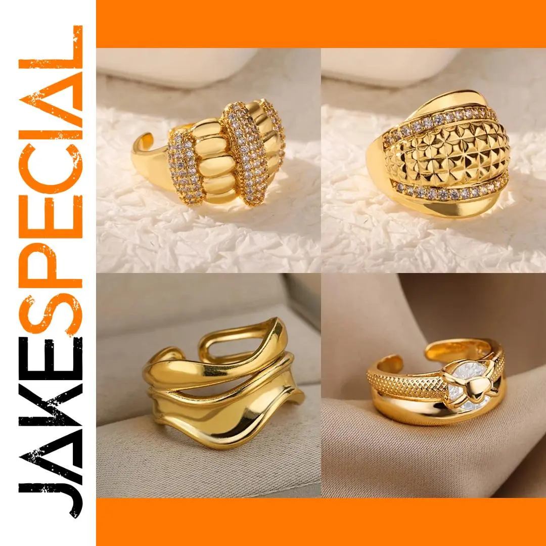 Elegant Gold Stainless Steel Adjustable Ring 1 Elegant Gold Stainless Steel Adjustable Ring