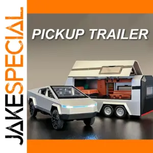 1:32 Scale Model Pickup Truck with Camper Trailer