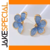 Vintage Blue and Pink Flower Earrings