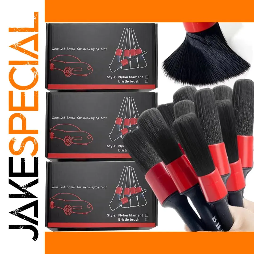Professional Car Detailing Brush Set with Red Accents 1 Professional Car Detailing Brush Set with Red Accents