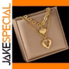 Gold-Tone Heart Necklace with Layered Pendant