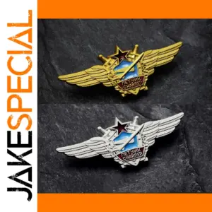 Soviet Union Air Force Metal Badge in Gold and Silver