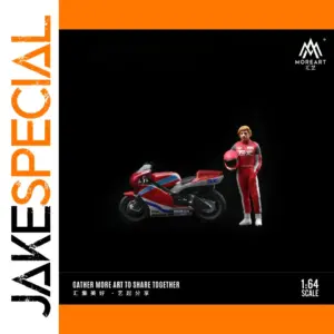 1:64 Scale Race Red Motorcycle and Rider Set