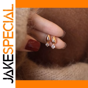 Vintage Copper Water Drop Earrings with Cubic Zirconia