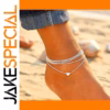 Bohemian Silver Anklet with Heart Charm
