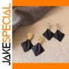 Black Square Dangle Earrings for Women