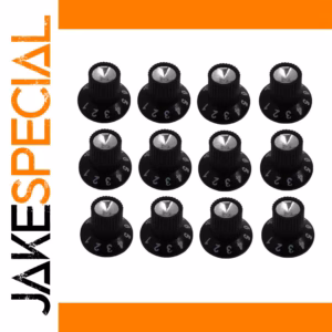 Black Guitar Knobs Set for 6mm Split Shafts