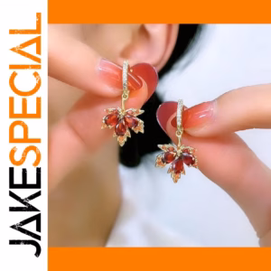 Vintage Gold Red Crystal Drop Earrings