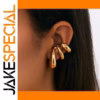 Modern Gold-Tone Water Drop Ear Clips