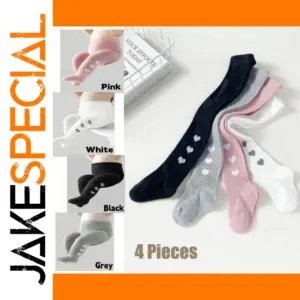 Children's Heart-Patterned Tights Set for Girls