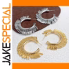 Vintage Copper Alloy Sunburst Drop Earrings