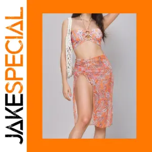 Vibrant Women's Bikini Set with Midi Skirt