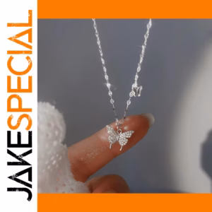 Vintage Zircon Butterfly Pendant Necklace for Women