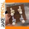 Vintage Pearl Clip-On Earrings with Rhinestones