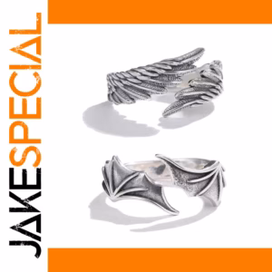 Silver Angel and Demon Ring Set for Men and Women