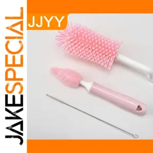 Silicone Baby Bottle Cleaning Set with 3 Brushes