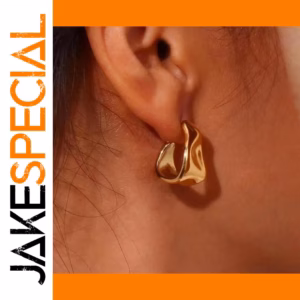 Bold Gold-Color Abstract Stud Earring