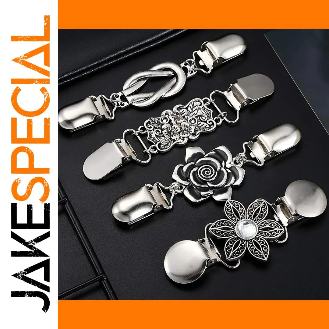 Vintage Metal Brooch Set with Rhinestones 1 Vintage Metal Brooch Set with Rhinestones