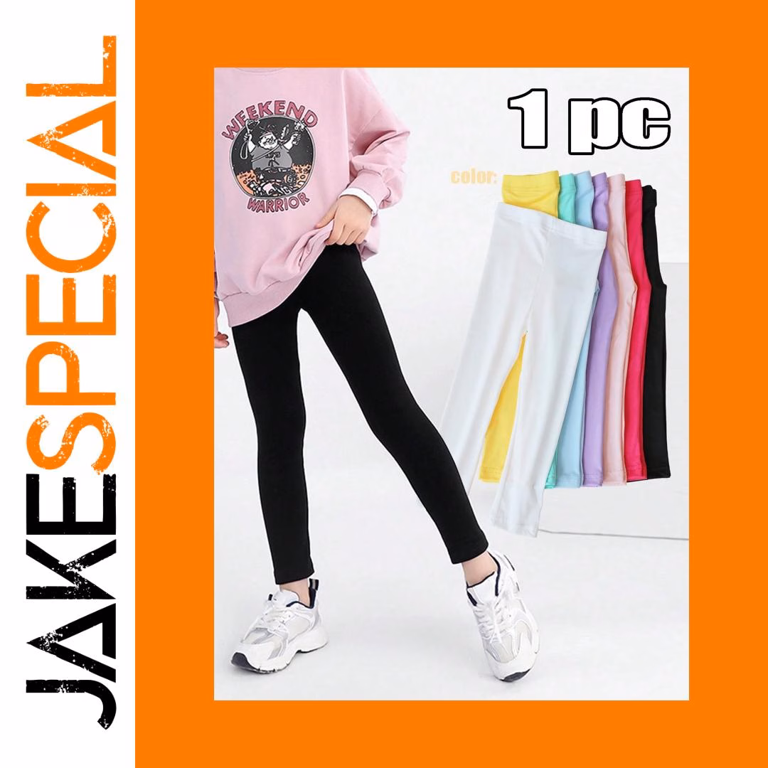 Kids' Elastic Ankle-Length Leggings for Girls 1 Kids' Elastic Ankle-Length Leggings for Girls