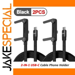 Black USB-C Cable with Foldable Smartphone Holder