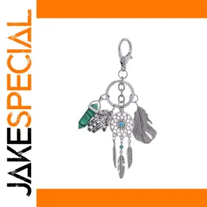 Boho-Style Metal Keyring with Gemstone Dangles