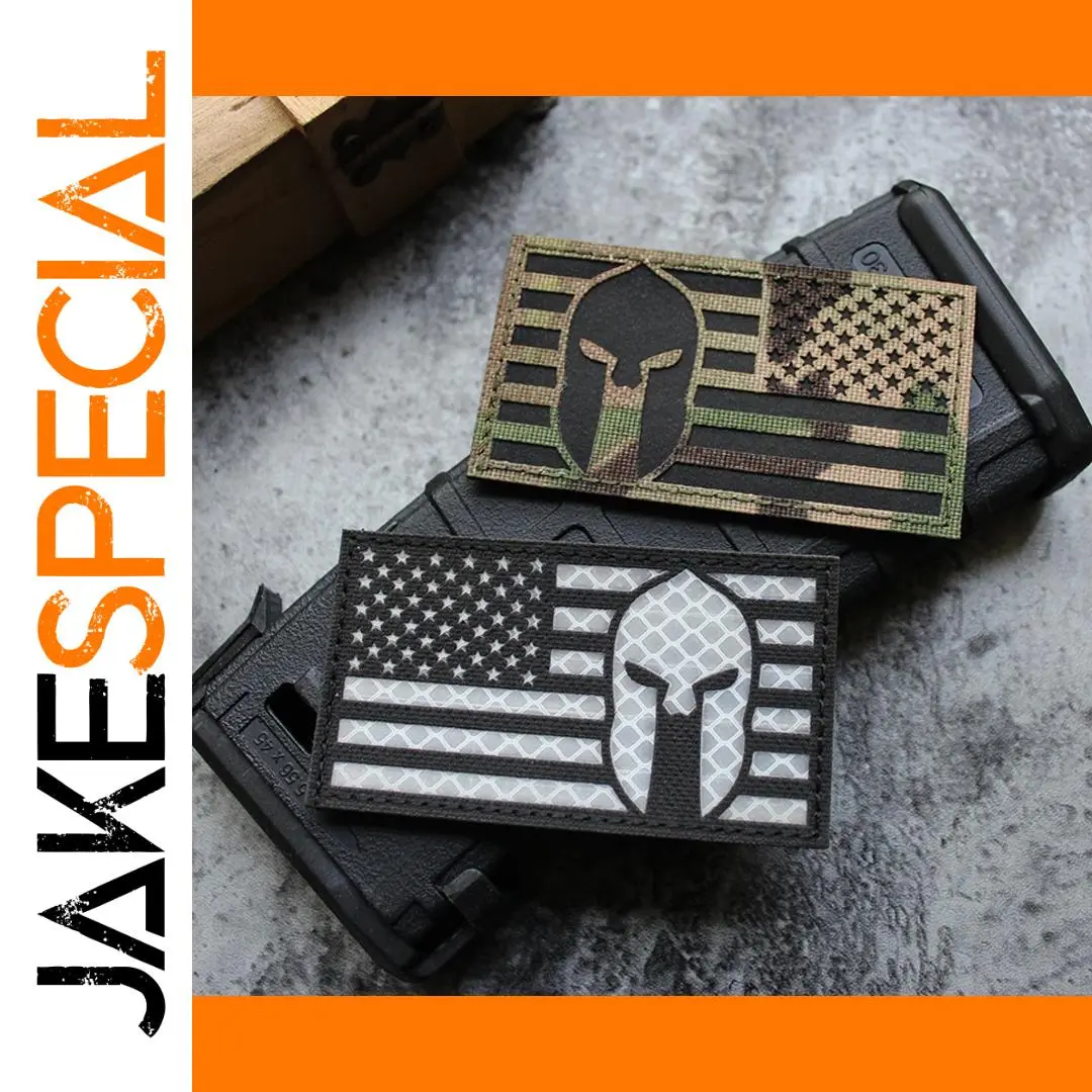 American Flag Spartan Helmet IR Tactical Patch 1 American Flag Spartan Helmet IR Tactical Patch