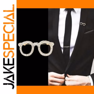 Vintage Glasses Brooch with Crystals