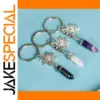 Celestial Gem Keychain with Natural Quartz Pendant