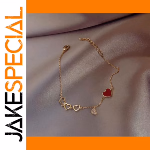 Gold-Tone Heart Pendant Bracelet for Women