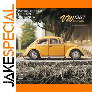 Vintage 1967 Beetle Mini Car Model in Yellow-Orange